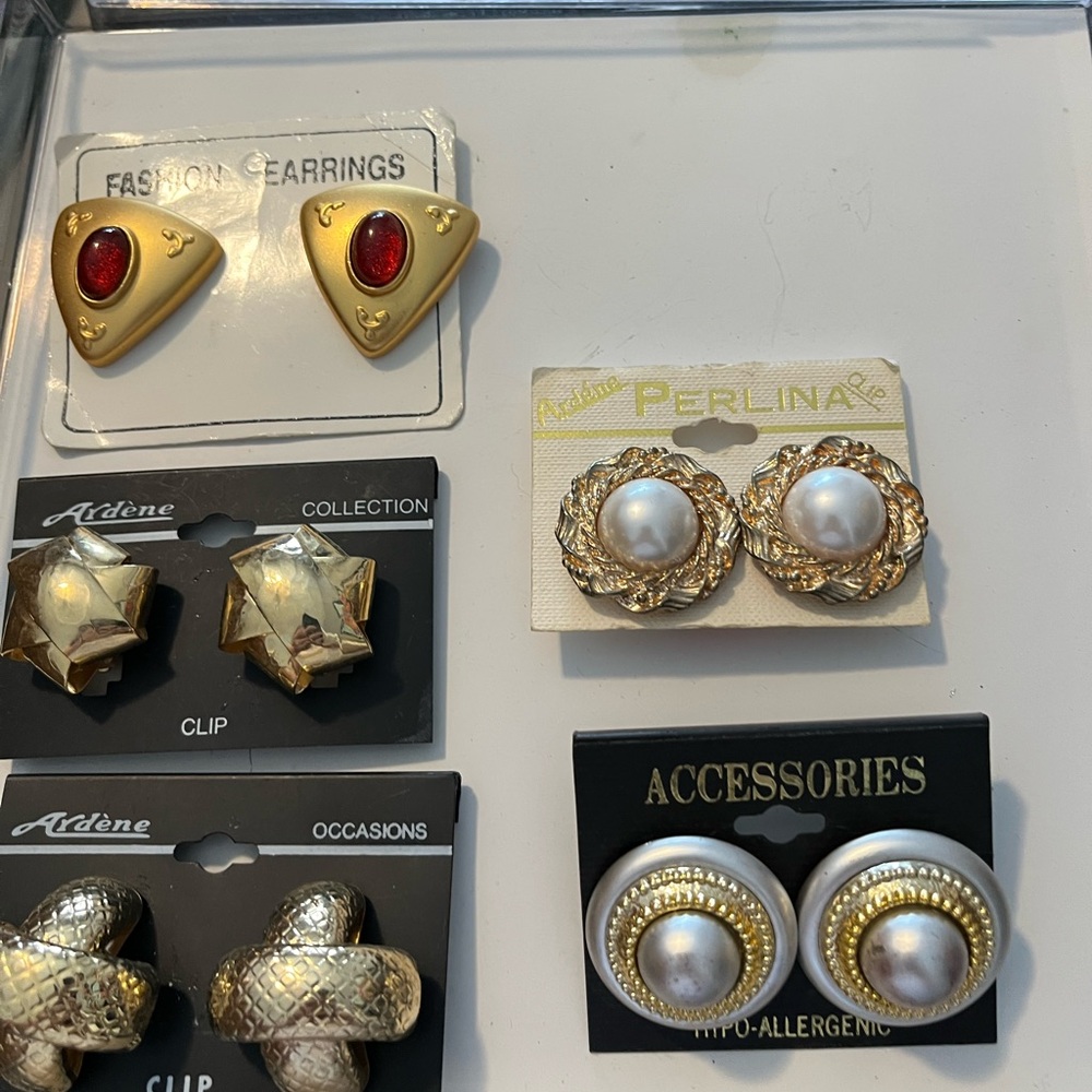 Vintage multiple Gold and Silver Pearl Earrings